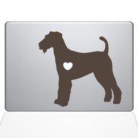 The Decal Guru I Love My Airedale Terrier Decal Vinyl Sticker, 12" MacBook, Brown (1471-MAC-12M-BRO)