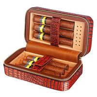 METTE Crocodile Back Texture Cigar Humidor Case, Cedar Wood Portable Travel Leather Humidor Box with Humidifier, Removable Cedar Tray, Light Weight Cigar Box Gift Set
