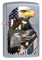 Zippo Lighter: Constitution and Bald Eagle - Street Chrome 80514