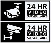 2 pack 24 HR Video Surveillance Sticker Vinyl Window Stickers Security Camera