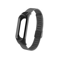 OLLIVAN Xiaomi Mi Band 3 Replacement Strap, Stainless Steel Wristband Bracelet Replacement Band Wrist Strap for Mi Band 3 Tracker, Host Remove Easily via Double Elastic Buckle (Buckle Black)