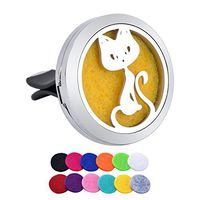 Tornado Cat Aromatherapy Car Air Freshener Stainless Steel Essential Oil Diffuser Locket Car Vent Clip 12 Refill Pads