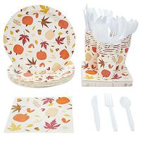 Thanksgiving Dinnerware Set, Party Supplies for 24 Guests (144 Pieces)