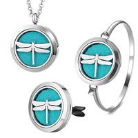 Garden Charms Dragonfly Aromatherapy Perfume Oil Scent Diffuser Locket 30mm 316L Stainless Steel with 5pcs Felt Pads Randomly (A B D)