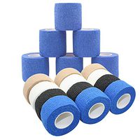 COMOmed Self Adhesive Cohesive Bandage Latex FDA Approved 1"and 2" First Aid Bandages Stretch Sport Wrap Athletic Tape for Wrist Ankle Sprain and Swelling (Pack of 18),Multi04