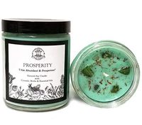 Prosperity Soy Affirmation Candle: 8 oz with Jade Crystals, Herbs & Essential Oils for Abundance, Good Fortune, Wealth, Money, Success, Obtaining Goals for Wiccan, Pagan & Magic Spells & Rituals