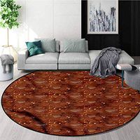 RUGSMAT Coffee Anti-Skid Area Rug,Cups and Beans with Curves Carpet Door Pad for Bedroom/Living Room/Balcony/Kitchen Mat Diameter-35