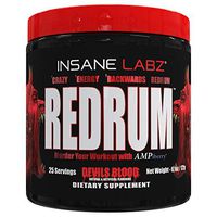 Insane Labz Redrum High Stim Pre Workout NO Booster Powder, Loaded with Beta Alanine Agmatine Sulfate Taurine Fueled by AMPiberry, OXYgold,Focus Strength Recovery,25 Srvgs Devil's Blood Black Cherry