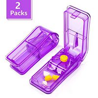 ZOOLION Pill Cutter Splitter - Portable Pill Cutter for Small and Large Pills, Travel Pill Splitters with Sturdy Cutting Blade, Easily Cut Pills for Big Medicine and Tablet Vitamin (2 Packs, Purple)