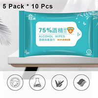 75% Alcohol Wet Wipes Portable Disinfecting Cleaning Wipes Antiseptic Cleaning Sterilization Wipes for Home Office Car Cleaning 50 Pcs (10 Pcs*5Pack)