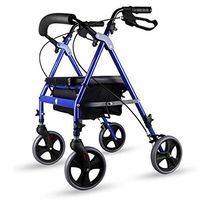 Nationwel@ Folding Rollator Walker - 4 Wheel Medical Rolling Walker with Storage Basket - Mobility Aid for Adult, Senior, Elderly & Handicap - Aluminum Transport Chair (Blue)