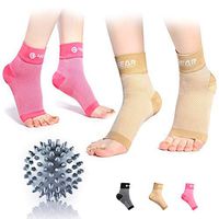4GEAR SPORTLIFE 4G Plantar Fasciitis Socks Kit - 5PCs - 2 Pairs Foot Compression Sleeves & 1 Spiky Massage Ball - Best for Foot Pain Relief, Heel Spurs & Swelling