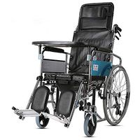 Breezy Wheelchair,Fully Lying High Back Wheelchair,Elderly Disabled Person with Seat Wheelchair Folding Cart,Transport Mobility Wheelchair