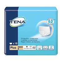 TENA Protective Underwear, Plus Absorbency Medium, Waist/Hip 34" - 44"/Case of 72