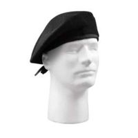 GI Type Black Beret without Flash - Size 7.5