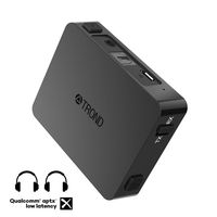 TROND Bluetooth Transmitter Receiver for TV PC iPod, Digital Optical Input & 3.5mm Aux Port, 500mAh Battery Powered, Dual Link AptX Low Latency - Specially Designed for Pairing Two Devices