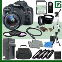 Canon EOS Rebel SL1 Digital SLR Camera Kit with 18-55mm STM Lens + 64GB Green's Camera Package 2
