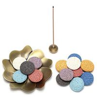 Top Plaza Aromatherapy Essential Oil Diffuser Home Fragrance Accessories Set With Sticks Incense Burner Holder,Sakura Brass,14Pcs Round Lava Stone Beads