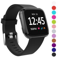 Humenn Bands Compatible with Fitbit Versa/Versa 2/Versa Lite/SE, Silicone Adjustable Replacement Classic Accessory Wristband Fitness Straps for Women Men (Large, A,Black)
