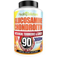 Glucosamine Chondroitin + MSM & Turmeric 100% Pure and Premium (Bulk 90 Capsules) - 100% Pure, Non-GMO - Allergen Free