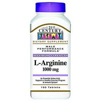 21st Century L-Arginine 1000mg, Maximum Strength 100 ea (Pack of 4)