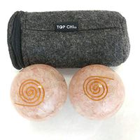 Top Chi Rose Quartz Orgonite Baoding Balls with Carry Pouch for Hand Therapy, Exercise, and Stress Relief (Medium 1.6 Inch)