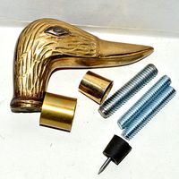 VINTAGE CANE WALKING STICK BRASS DUCKS HEAD GRIP HANDLE