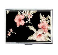 Cigarette Case Storage Case Box Stylish Credit Business Card Holder Case Box Unique Stainless Steel Silver (Rose Flowers Vintage)