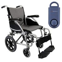 Karman S-Ergo 115 Ergonomic Transport Wheelchair | S-Style Seat Size 18" X 17" | Wire Break & Standard Swing Away Legrest | Frame Color- Pearl Silver & Free 130 dB Blue Personal Safety Alarm/Siren!