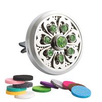 Aromatherapy Car Air Freshener Essential Oil Diffuser Vent Clip Green Czech Flowers Locket