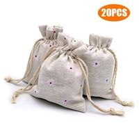Burlap Bags with Drawstring, G2PLUS 20 PCS Cotton Burlap Drawstring Pouches Christmas Gift Bags Wedding Party Favor Jewelry Bags 3.5'' x 4.7'' (White Daisy)