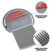 Stainless Steel Head Lice Comb - Pro Grade Louse and Nit Removal - Grooved, Rounded Teeth for Comfort and Best Results - Colors May Vary - by Besser Products (1)