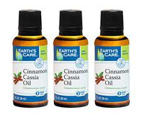 Earth's Care Pure Cinnamon Cassia Oil, Steam-Distilled, Bottled in USA 1 Fl. OZ (3 Bottles)