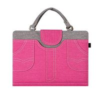 elecfan iPad 7 Stand Case, Stylish Denim Handbag Design,Multiple Viewing Angle Stand, Protective Business Case Cover Shell with Handle for iPad 7th Generation 10.2 inch - Rose Red