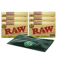 RAW Organic Single Wide/Double Window Rolling Papers (6 Packs) with Leaf Lock Gear Smell Proof Pouch