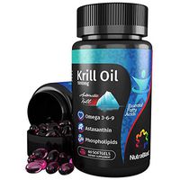 NutraBlast Krill Oil 1000mg Essential Fatty Acids Omega 3-6-9, Astaxanthin and Phospholipids - Made in USA (60 Softgels)