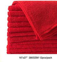 TOPSEEDZ XL Microfiber Multi-use Cleaning Towel RED 12 pcs/Pack (16 in x 27 in) (Red, 12)