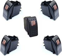 DCFlat 12v 20 Amp Waterproof Green/Red/Orange/White/Color LED On/Off Boat Marine Rocker Switch with Light (5 x LED Rocker Switch) (3 Pin) (Orange)