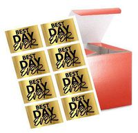 CakeSupplyShop 12pk 4 x 4 x 4" Black Gloss Gift Candy & Party Favor Boxes with Best Day Ever Stickers for Wedding Birthdays Graduations Baby Showers