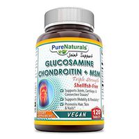 Pure Naturals Glucosamine (Vegan), Chondroitin & MSM - Shellfish-Free, Triple Strength Tablets -Supports Joints, Cartilage & Connective Tissues* -Supports Mobility & Flexibility* (120 Count)