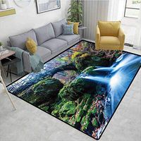 Solid Carpet, Waterfall Flows Under an Ancient Stone Bridge Between Mossy Rocks in Luxembourg, Durable Carpet Area Rug - Living Dinning Room Bedroom Rugs and Carpets(6'x 9')