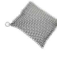 theoneshop66 Cast Iron Scrubber Pan Cleaner Pad Stainless Steel Chain Mail Silver XL 6 x 6"