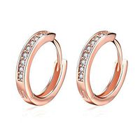 Rose Gold Hoop Earrings Jewelry Birthday Gifts Presents Gemstone for Women Anniversary Zirconia Crystal