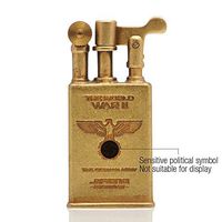 Pure Copper Flint Lighter Antique Retro Style Brass Wheel Kerosene Lighter Gifts for Collectors Friends Father (WW II)