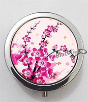 BlackKey Pink Cherry Blossoms 3-Compartment Decorative Pocket Gift Box Case Organizer for Pill, Color 1 -1877