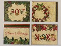 Boughs of Holly Joy Christmas Holiday Gift Enclosure Cards 12 Pack Variety 3.5" x 2.75" (Joy, Noel, Best Christmas Wishes, Season's Greetings)