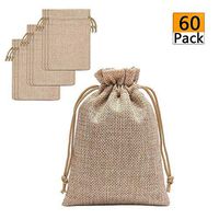 60 Pieces Burlap Bags with Drawstring - 5.3x3.8 inch Drawstring Gift Bags Jewelry Pouch for Wedding Party DIY Craft and Christmas
