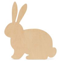 Large Wood Rabbit Cutout 12-inch x 10-3/4-inch, Pack of 6 Unfinished Easter Wood Cutouts to Paint for Easter Spring Crafts, Easter Decorations, and Woodland Nursery Décor, by Woodpeckers