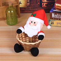 Thenxin Christmas Candy Storage Basket Santa Claus Snowman Reindeer Gift Holder Fruits Snack Container for Xmas Home Party(A-A,15 X 17cm)