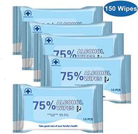 Alcohol Detergent Wipes (15 Packs,150Wipes),Large Wet Wipes(8"x6"),75% Soft Alcohol Wipes for All-Purpose Cleaning